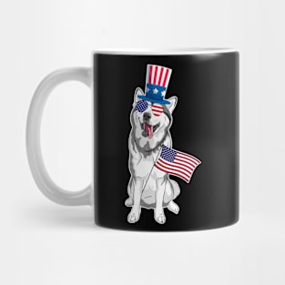 Siberian Husky Uncle Sam Hat Sunglasses Usa Flag 4th Of July Mug